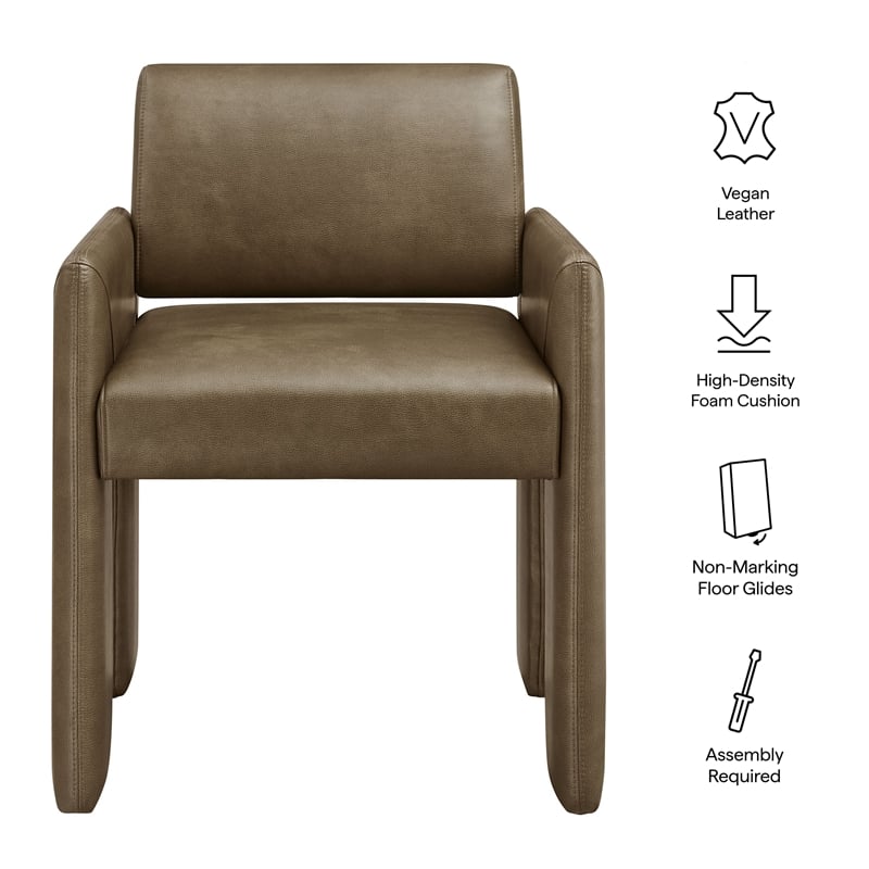 Daven Vegan Leather Dining Armchair in Mushroom