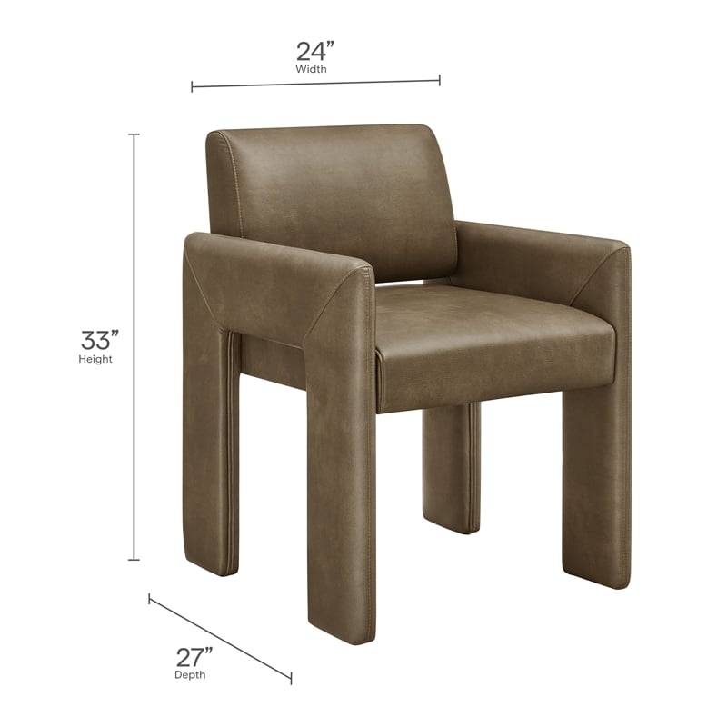 Daven Vegan Leather Dining Armchair in Mushroom