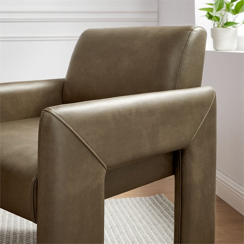 Daven Vegan Leather Dining Armchair in Mushroom