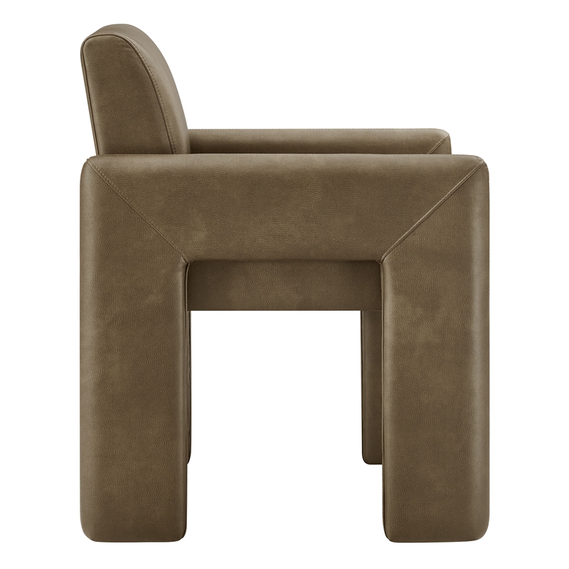 Daven Vegan Leather Dining Armchair in Mushroom