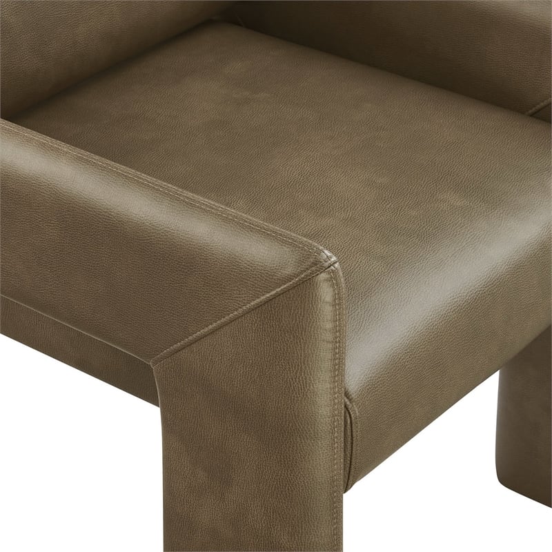 Daven Vegan Leather Dining Armchair in Mushroom