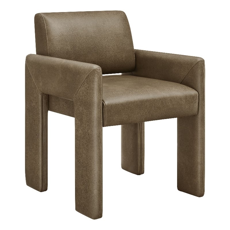 Daven Vegan Leather Dining Armchair in Mushroom