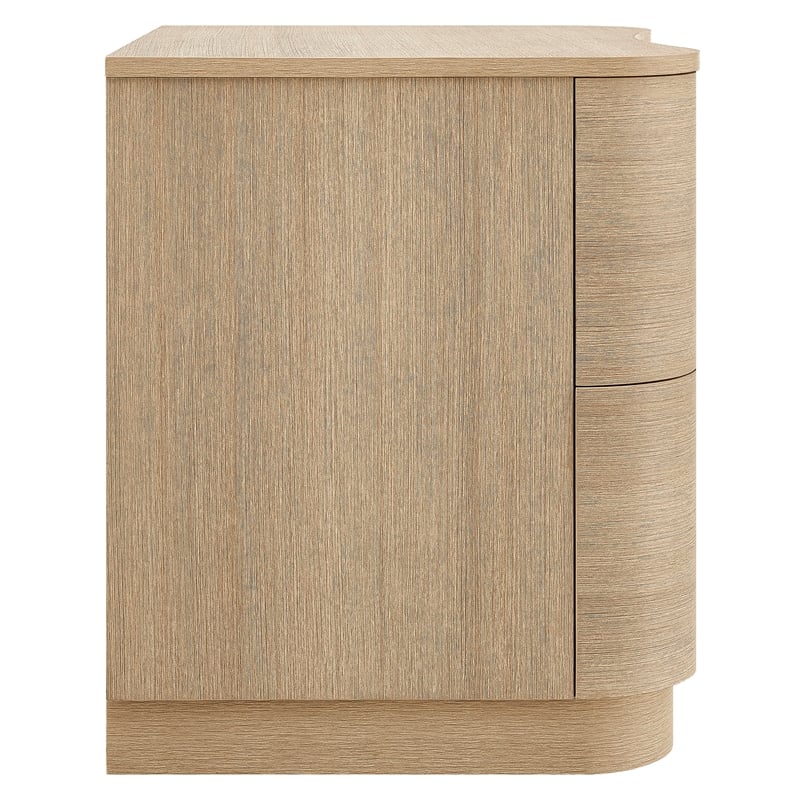 Mirae 2-Drawer Curved Nightstand in Brushed Light Oak