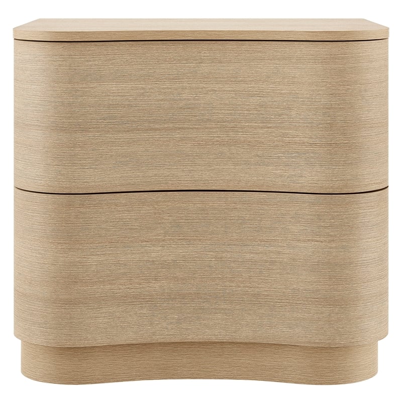 Mirae 2-Drawer Curved Nightstand in Brushed Light Oak