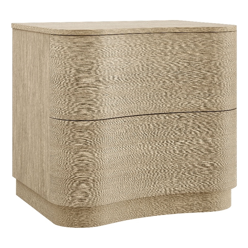 Mirae 2-Drawer Curved Nightstand in Brushed Light Oak