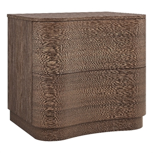 Mirae 2-Drawer Curved Nightstand in Brushed Brown Oak