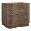 Mirae 2-Drawer Curved Nightstand in Brushed Brown Oak
