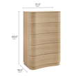 Mirae 5-Drawer Curved Dresser Chest of Drawers in Brush Light Oak