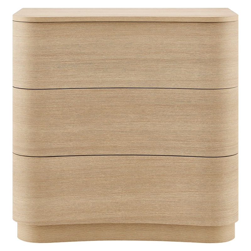 Mirae 3-Drawer Curved Compact Dresser in Brushed Light Oak