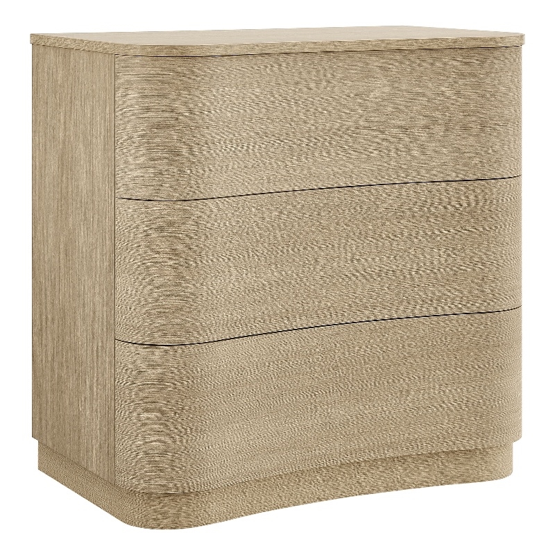 Mirae 3-Drawer Curved Compact Dresser in Brushed Light Oak
