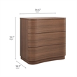 Mirae 3-Drawer Curved Compact Dresser in Brushed Brown Oak