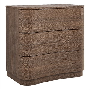 Mirae 3-Drawer Curved Compact Dresser in Brushed Brown Oak