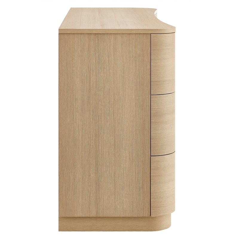 Mirae 6-Drawer Curved Dresser in Brushed Light Oak
