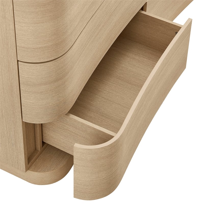 Mirae 6-Drawer Curved Dresser in Brushed Light Oak