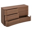 Mirae 6-Drawer Curved Dresser in Brushed Brown Oak