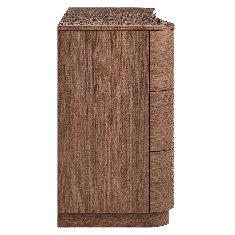 Mirae 6-Drawer Curved Dresser in Brushed Brown Oak