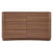 Mirae 6-Drawer Curved Dresser in Brushed Brown Oak