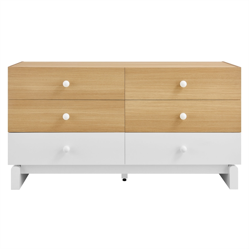 Nolia 6-Drawer Color Block Dresser in Oak White