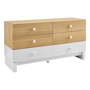 Nolia 6-Drawer Color Block Dresser in Oak White