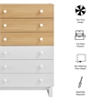 Nolia 6-Drawer Color Block Dresser Chest in Oak White