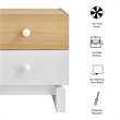 Nolia 2-Drawer Color Block Nightstand in Oak White
