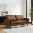 Valour Tufted Vegan Leather Sofa in Brown
