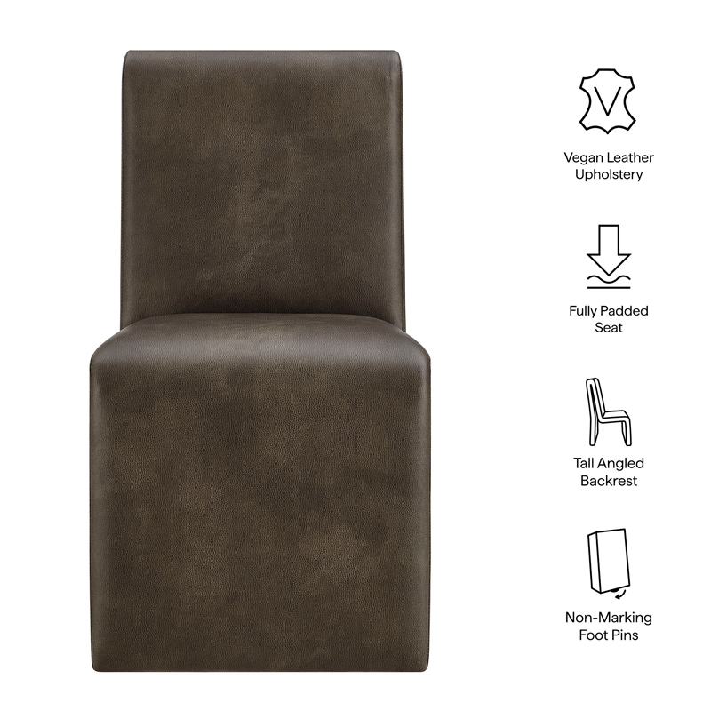 Emory Vegan Leather Dining Side Chair in Mushroom