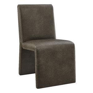 Emory Vegan Leather Dining Side Chair in Mushroom