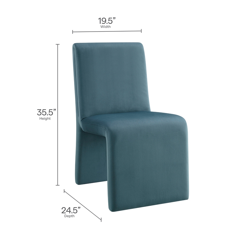 emory upholstered performance velvet dining side chair in cadet blue