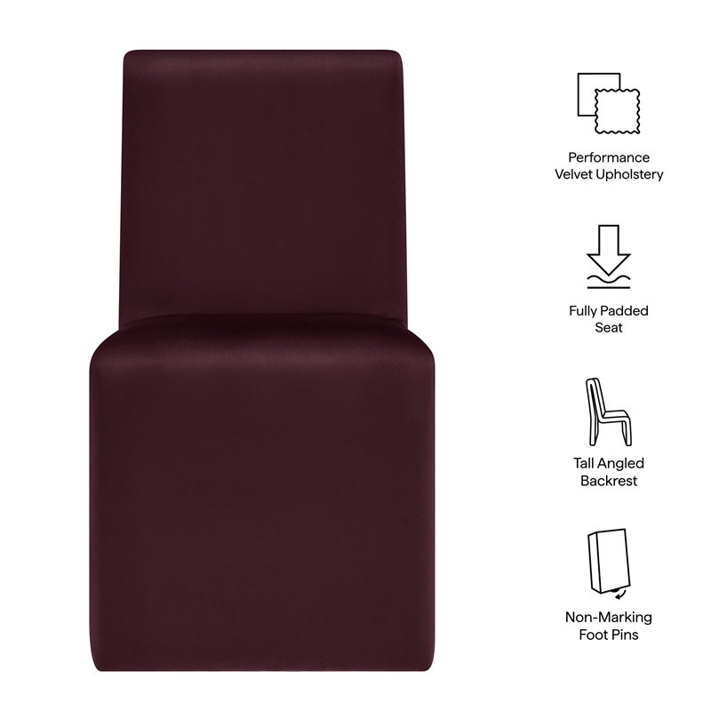 Emory Upholstered Performance Velvet Dining Side Chair in Mulberry