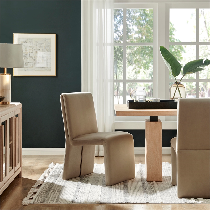 Emory Upholstered Performance Velvet Dining Side Chair in Taupe