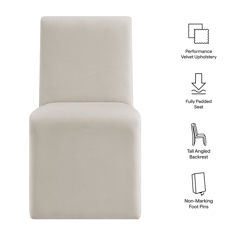 Emory Upholstered Performance Velvet Dining Side Chair in Alabaster