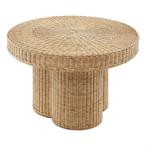 Ainsley 32 Inch Round Natural Rattan Coffee Table in Natural