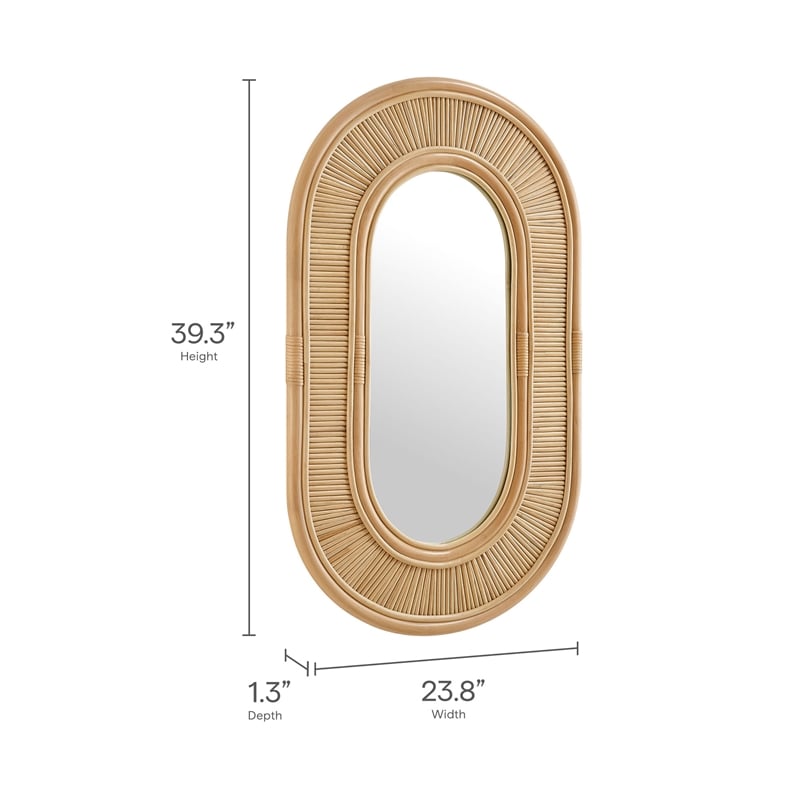 Sovana Oval Rattan Wall Mirror in Natural