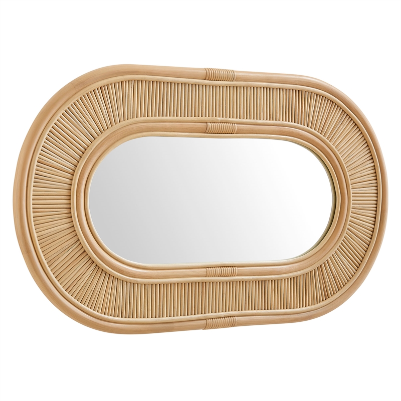 Sovana Oval Rattan Wall Mirror in Natural