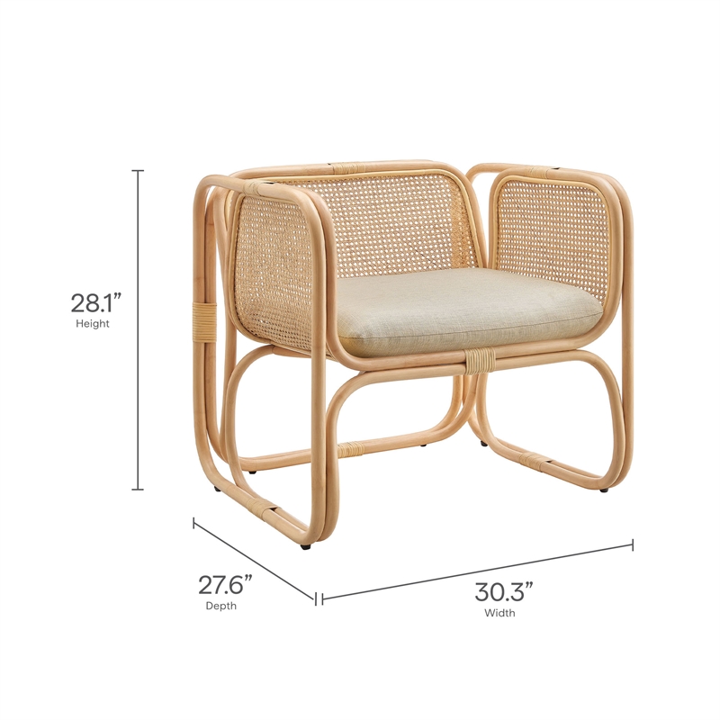 Ellis Natural Rattan Accent Armchair in Natural