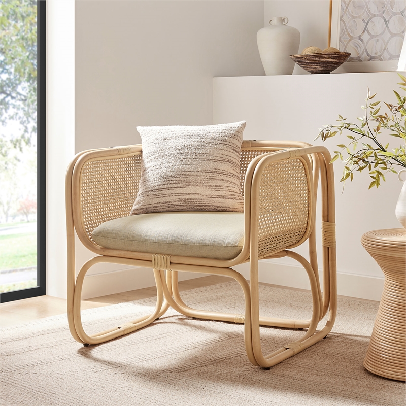 Ellis Natural Rattan Accent Armchair in Natural