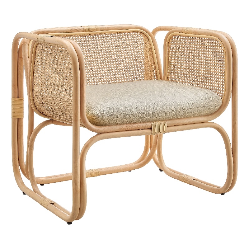 Ellis Natural Rattan Accent Armchair in Natural