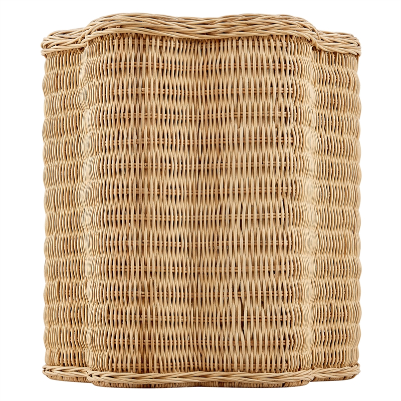Erika Scalloped Natural Rattan Side Table in Natural