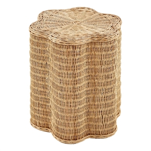 Erika Scalloped Natural Rattan Side Table in Natural