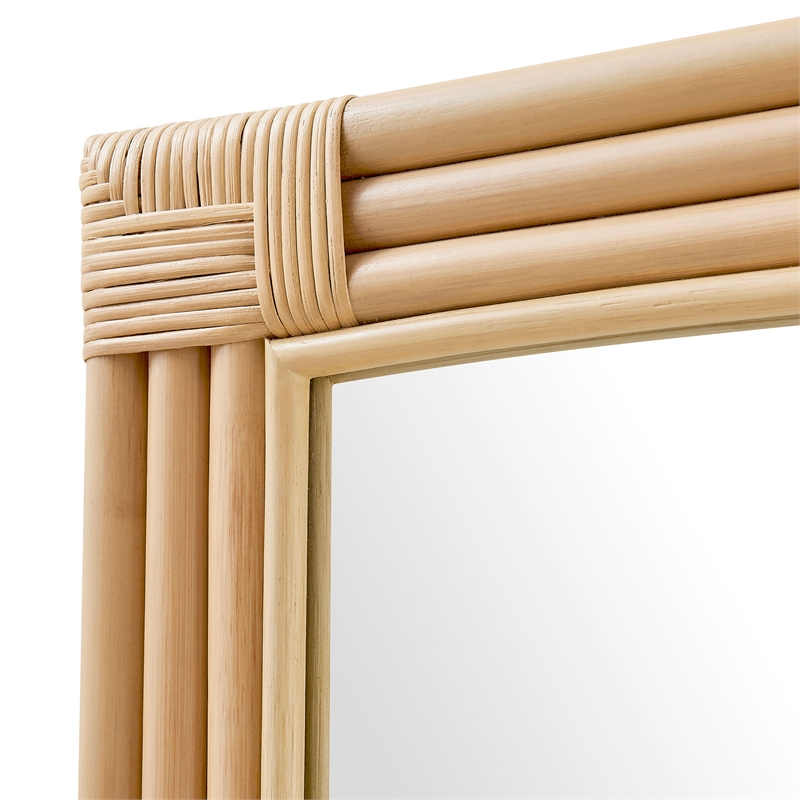 Corsica Curved Rectangle Rattan Wall Mirror in Natural