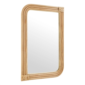 Corsica Curved Rectangle Rattan Wall Mirror in Natural