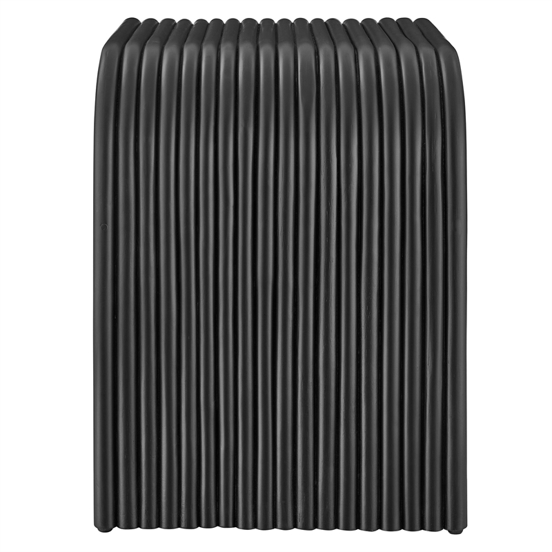 Eve Curved Natural Rattan Side Table in Black