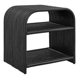 Eve Curved Natural Rattan Side Table in Black