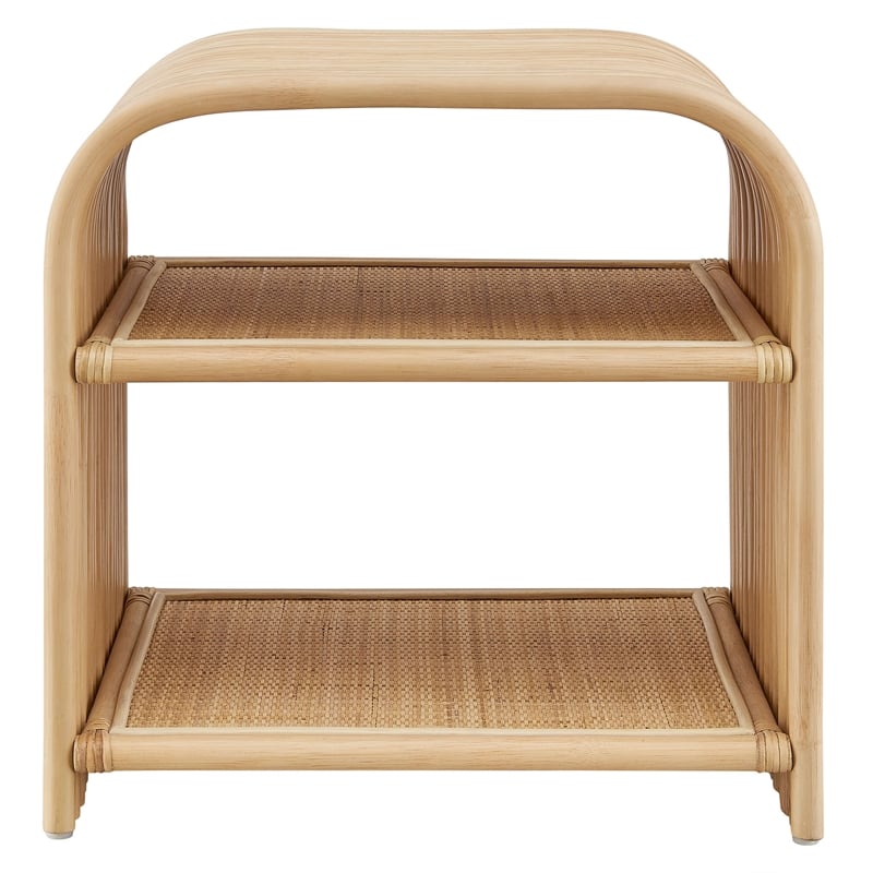 Eve Curved Natural Rattan Side Table in Natural