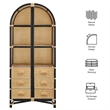 Jane 71 Inch Tall Arched Natural Rattan Bookshelf in Natural Black