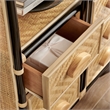 Jane 71 Inch Tall Arched Natural Rattan Bookshelf in Natural Black