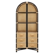 Jane 71 Inch Tall Arched Natural Rattan Bookshelf in Natural Black