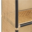 Jane 71 Inch Tall Arched Natural Rattan Bookshelf in Natural Black