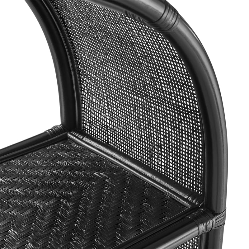 Celeste 67 Inch Tall Arched Natural Rattan Bookshelf in Black